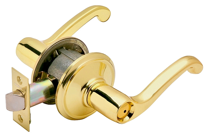 Schlage F Series F40V FLA 605 Privacy Lever, Mechanical Lock, Bright Brass, Metal, Residential, 2 Grade