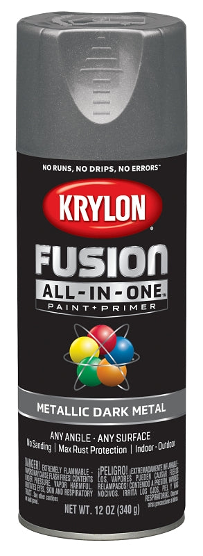 Krylon K02769007 Spray Paint, Metallic, Dark Metal, 12 oz, Can