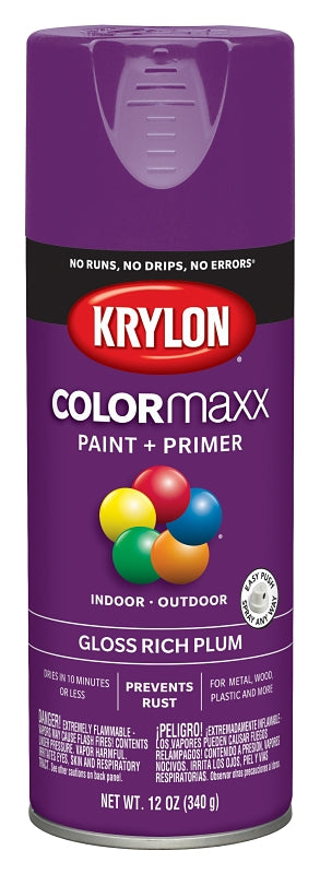 Krylon K05536007 Enamel Spray Paint, Gloss, Plum, 12 oz, Can