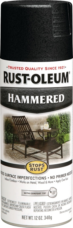 Rust-Oleum 7215830 Rust Preventative Spray Paint, Hammered, Black, 12 oz, Can