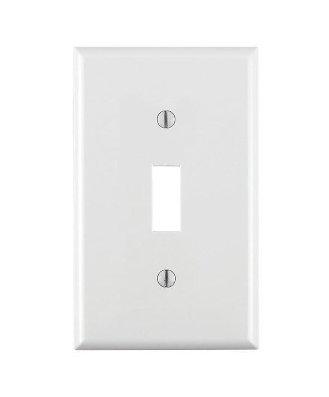 Leviton 022-80701-00W Non-Metallic Wallplate, 4-1/2 in L, 2-3/4 in W, 1 -Gang, Nylon, White, Smooth