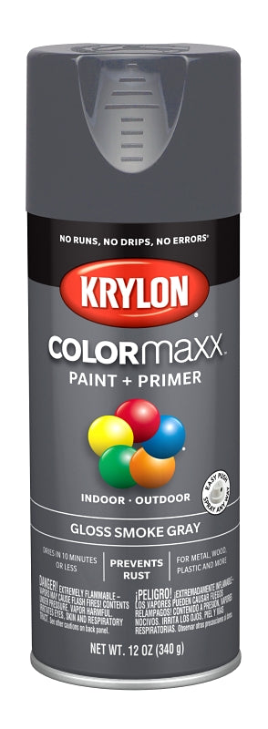 Krylon K05539007 Enamel Spray Paint, Gloss, Smoke Gray, 12 oz, Can