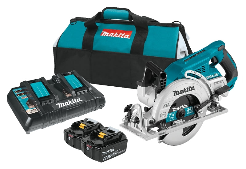 Makita XSR01PT Circular Saw Kit, Battery Included, 18 V, 5 Ah, 7-1/4 in Dia Blade, 0 to 53 deg Bevel