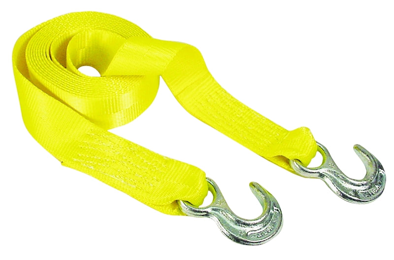 Keeper 89815 Tow Strap, 12,000 lb Rope, 5000 lb Vehicle, 2 in W, 15 ft L, Hook End, Polyester, Yellow