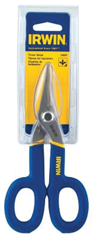 Irwin 23007 Tinner Snip, 7 in OAL, 2 in L Cut, Curved, Straight Cut, Steel Blade, Double-Dipped Handle, Green Handle