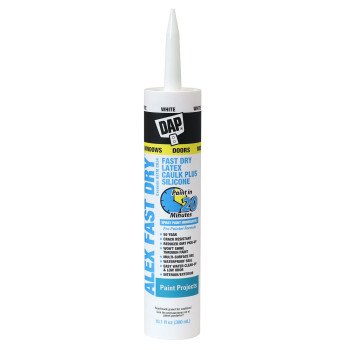 DAP ALEX FAST DRY 78425 Acrylic Latex Caulk Plus Silicone, White, 40 to 100 deg F, 300 mL Cartridge
