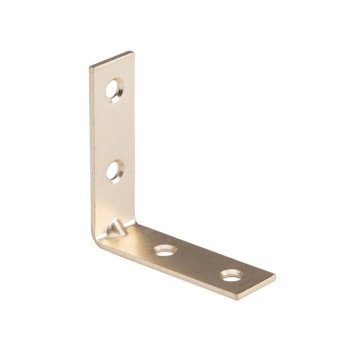 ProSource CB-S02-C4PS Corner Brace, 2 in L, 2 in W, 5/8 in H, Steel, Bright Brass, 1.8 mm Thick Material