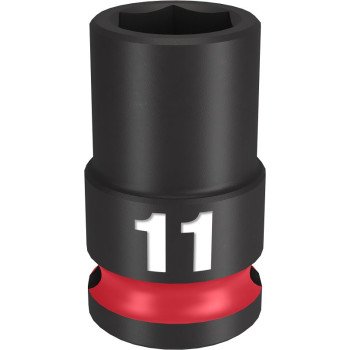 Milwaukee SHOCKWAVE Impact Duty Series 49-66-6135 Shallow Impact Socket, 11 mm Socket, 3/8 in Drive, Square Drive