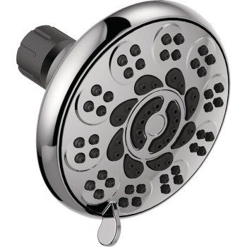 Peerless 76610 Shower Head, 1.75 gpm, 1/2 in Connection, 6-Spray Function, Plastic, Chrome, 4 in Dia