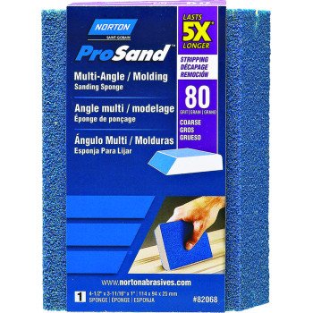 Norton ProSand 82068 Sanding Sponge, 4-1/2 in L, 3-11/16 in W, 80 Grit, Coarse, Aluminum Oxide Abrasive