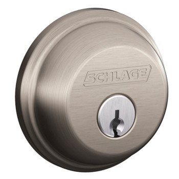 Schlage B60NV619 KA4 Deadbolt, 1 Grade, SC1 Key, Metal, Satin Nickel, 2-3/8, 2-3/4 in Backset, C Keyway