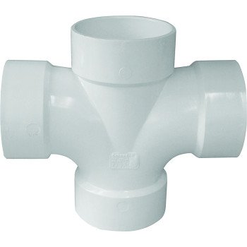 IPEX 192181 Double Sanitary Pipe Tee, 3 x 3 x 2 x 2 in, Hub, PVC, White, SCH 40 Schedule