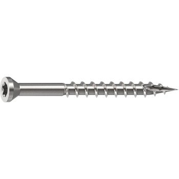 Camo 0350130 Deck Screw, 0.163 in Thread, 2 in L, Trim Head, Star Drive, Sharp, Type-17 Point, 305 Stainless Steel, 100