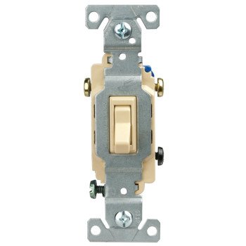 Eaton Cooper Wiring 1303V Toggle Switch, 15 A, 120 V, Polycarbonate Housing Material, Ivory