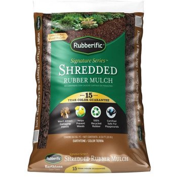 Rubberific LRM8BN Earthtone Rubber Mulch, Shredded, Dark Brown/Earthtone, 0.8 cu-ft Bag