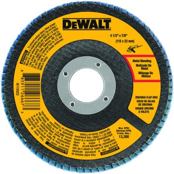 DEWALT DWA8208 Flap Disc, 4-1/2 in Dia, 7/8 in Arbor, Coated, 80 Grit, Medium, Zirconium Oxide Abrasive