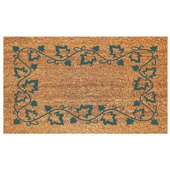 DeCoir 77FLIBG627 Non-Slip Door Mat, 16 in L, 27 in W, Ivy Border Pattern, Green/Tan