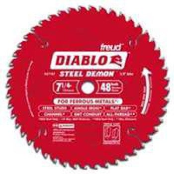 Diablo Steel Demon D0748CFA Circular Saw Blade, 7-1/4 in Dia, 5/8 in Arbor, 48-Teeth, Cermet Cutting Edge