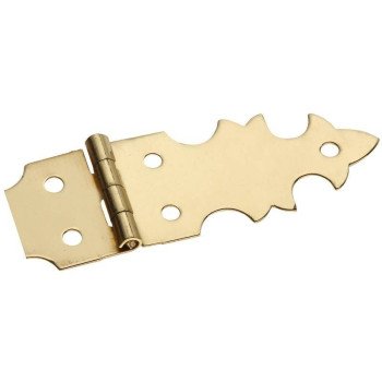 National Hardware N211-433 Decorative Hinge, 0.62 in H Door Leaf, 0.02 in Thick Door Leaf, Brass, Solid Brass