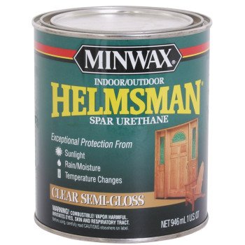 Minwax 63210444 Spar Varnish, Semi-Gloss, Clear, Liquid, 1 qt, Can