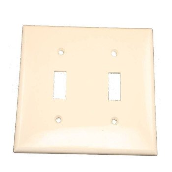 Leviton 011-80709-00T Wallplate, 4-1/2 in L, 2-3/4 in W, 2 -Gang, Nylon, Light Almond, Smooth