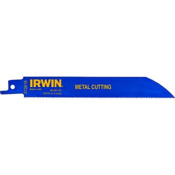 Irwin 372618 Reciprocating Saw Blade, Applicable Materials: Sheet Metal, Stainless Steel, 3/4 in W, 6 in L, 1/2 in Tang