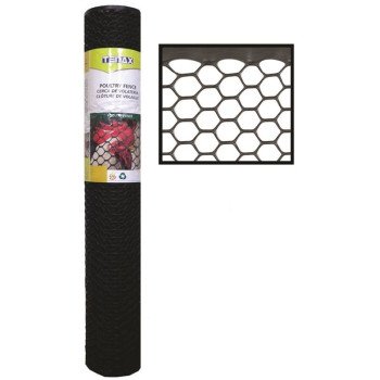 Tenax 72120346 Poultry Fence, 50 ft L, 4 ft W, 3/4 x 3/4 in Mesh, Plastic, Black