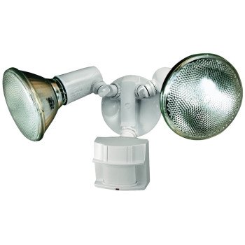 Heath Zenith HZ-5411-WH Motion Activated Security Light, 120 V, 300 W, 2-Lamp, Halogen Lamp, Metal/Plastic Fixture