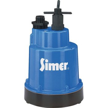 Simer Geyser 2300 Submersible Utility Pump, 1-Phase, 5.6 A, 115 V, 0.25 hp, 1-1/4 in Outlet, 1320 gph, Aluminum