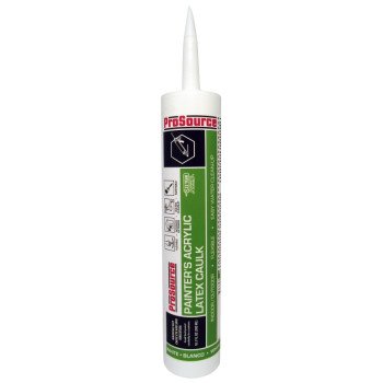 ProSource 7850000 Acrylic Latex Caulk, White, 10.1 oz Cartridge