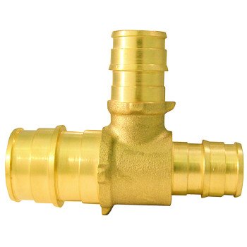 Apollo Expansion Series EPXT341212 Reducing Pipe Tee, 3/4 x 1/2 x 1/2 in, Barb, Brass, 200 psi Pressure