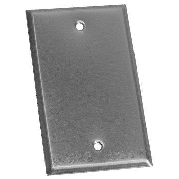 BWF BC-1V Blank Weatherproof Cover, 4-9/16 in W, 1 -Gang, Steel, Gray, Powder-Coated