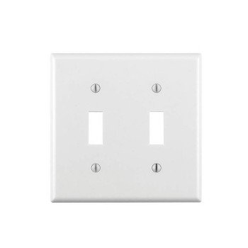 Leviton 001-88009-000 Non-Metallic Wallplate, 4-1/2 in L, 2-3/4 in W, 2 -Gang, Thermoset, White, Smooth