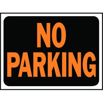 Hy-Ko Hy-Glo Series 3012 Identification Sign, Rectangular, NO PARKING, Fluorescent Orange Legend, Black Background