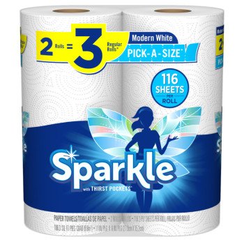 Sparkle 22272 Paper Towel, 9-1/4 ft L, 4.8 in W, 2-Ply