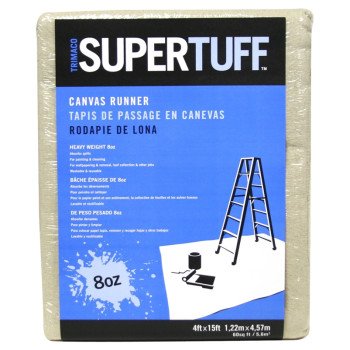 Trimaco SUPERTUFF 58908 Drop Cloth, 15 ft L, 4 ft W, Canvas, Tan