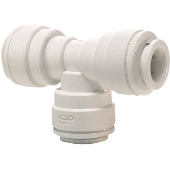 John Guest PP0208WP Union Pipe Tee, 1/4 in, Push-Fit, Polyethylene, White