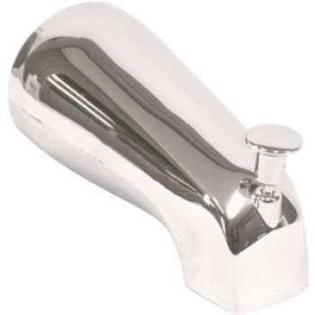 US Hardware P-526C Bathtub Spout with Diverter, 1/2 in Connection, NPT, Plastic, Chrome Plated