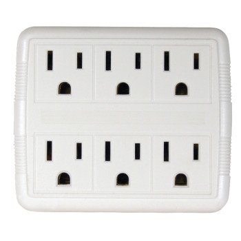 PowerZone OR801011 Outlet Tap, 125 V, 6-Outlet, White