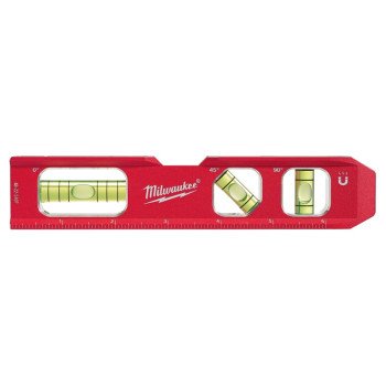 Milwaukee 48-22-5107 Compact Billet Torpedo Level, 7 in L, 3-Vial, Magnetic, Aluminum, Red