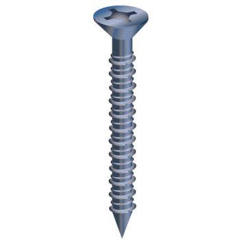 COBRA ANCHORS 623W Screw, 3/16 in Thread, 2-3/4 in L, Flat Head, Phillips, Robertson Drive, Steel, Fluorocarbon-Coated