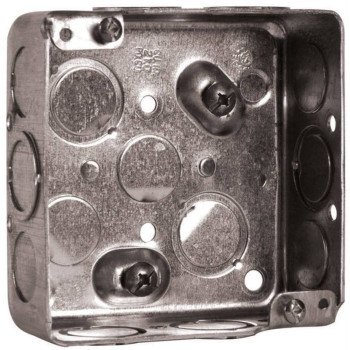 Hubbell 52151KBAR Ceiling Box, 4 in W, 1-1/2 in D, 4 in H, 8-Knockout, Metal