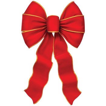 Holidaytrims 6910 Deluxe Bow, Red/Gold Braid Edge