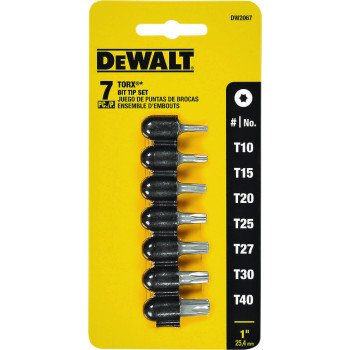 DEWALT TORX Series DW2067 Star Bit Set, 7-Piece, Single-Ended, Steel