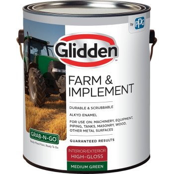 Glidden GLFIIE50GR-01 Exterior Paint, High-Gloss, Medium Green, 1 gal