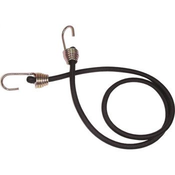 Keeper 06185 Bungee Cord, 13/32 in Dia, 40 in L, Rubber, Black, Hook End