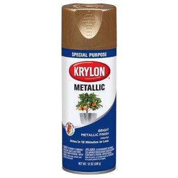 Krylon K01708A77 Spray Metallic Spray Paint, Metallic, Brass, 12 oz