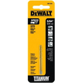 DEWALT DW1305 Jobber Drill Bit, 5/64 in Dia, 2 in OAL, Parabolic Flute, 5/64 in Dia Shank, Straight Shank