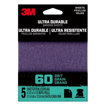 3M 27364 Sandpaper Sheet, 2 in W, 2 in L, 60 Grit, Aluminum Oxide/Ceramic Abrasive, Cloth Backing