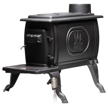 US Stove US1269E Freestanding Log Wood Stove, 21.89 in W, 33 in D, 25.6 in H, 54,000 Btu Heating, Cast Iron, Black, Flat